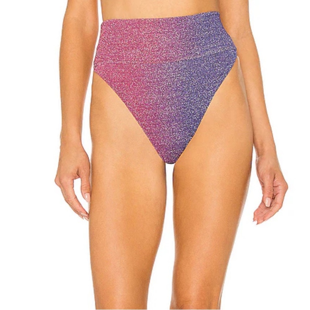 Beach Riot Highway Bikini Bottom Pink & Purple Ombre Shimmer Metallic‎ Size S